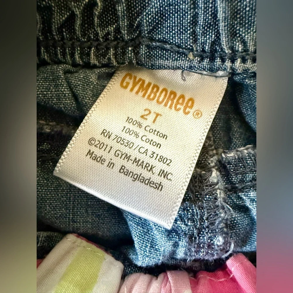 🌸 Gymboree Girls Denim Chambray Shorts w/ Floral Bow – Size 2T